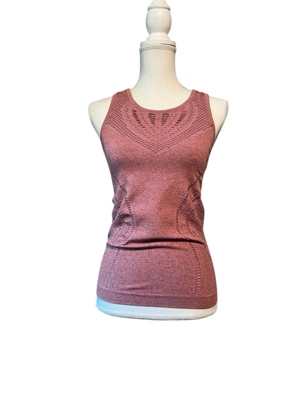 ALO Yoga Dusty Rose Lark Slash and Burn Knit Athletic Tank